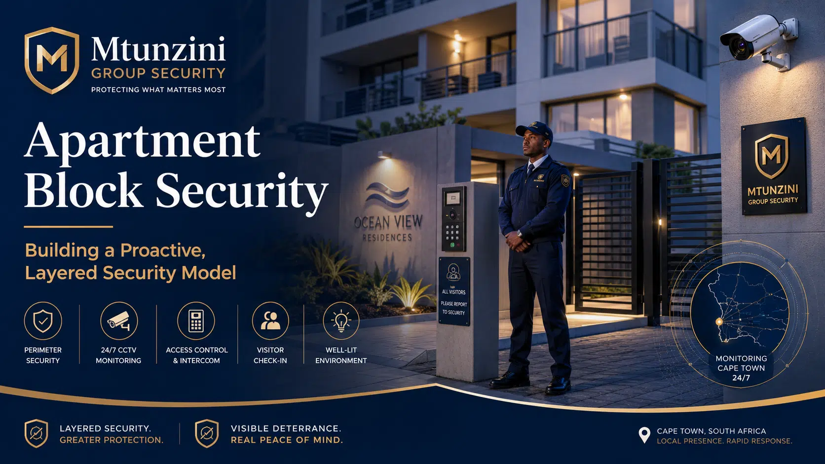 Proactive, layered apartment block security in Cape Town.